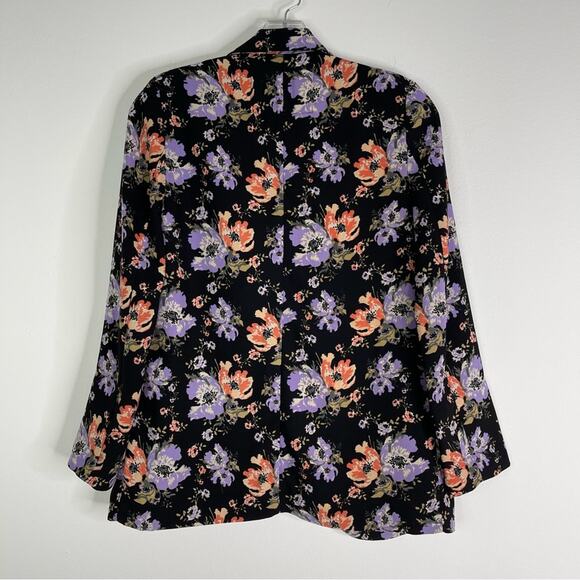 Kimchi Blue black purple floral open front lightweight blazer jacket XS - Picture 7 of 7